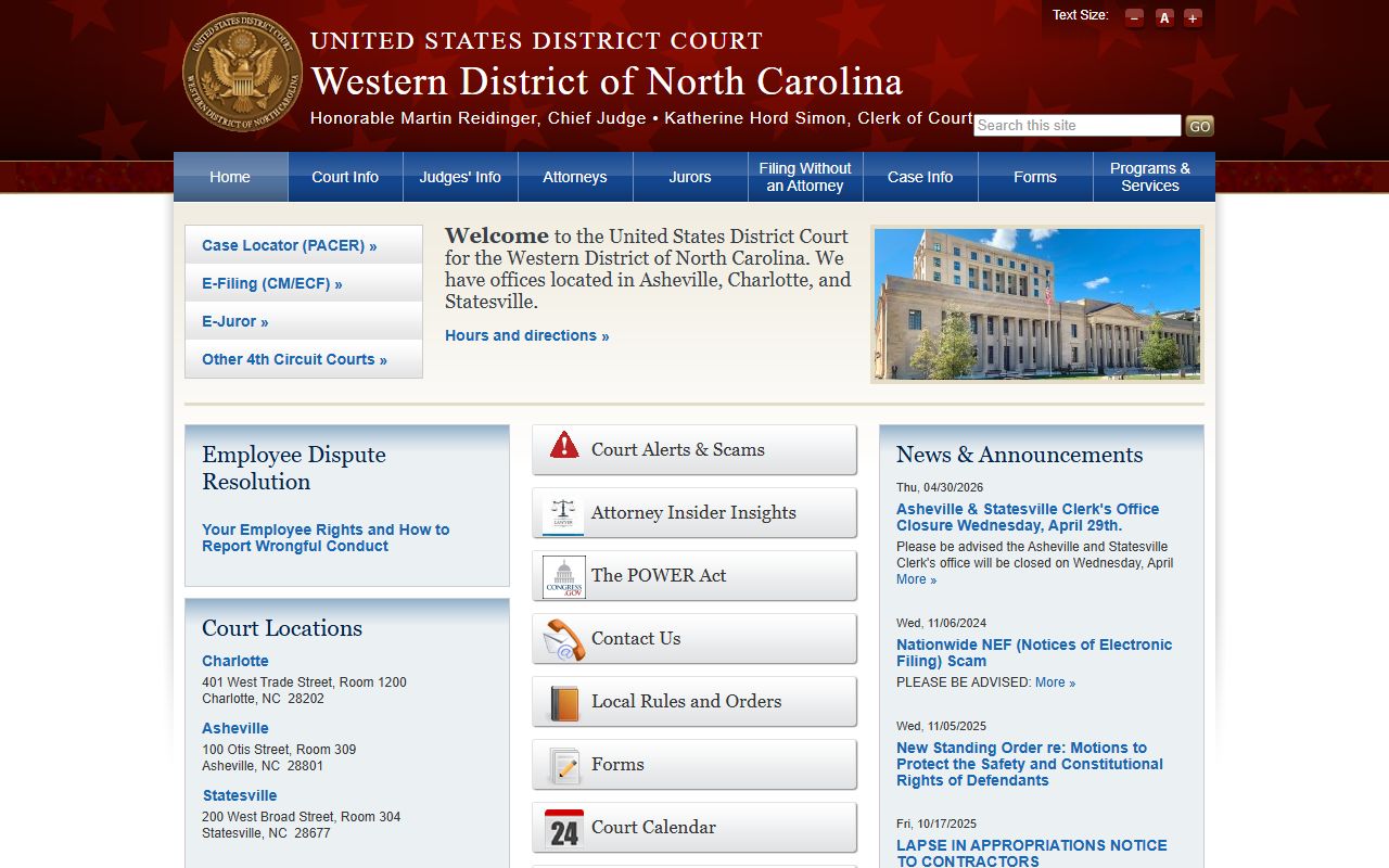 Macon County Clerk of Superior Court records federal court distinction