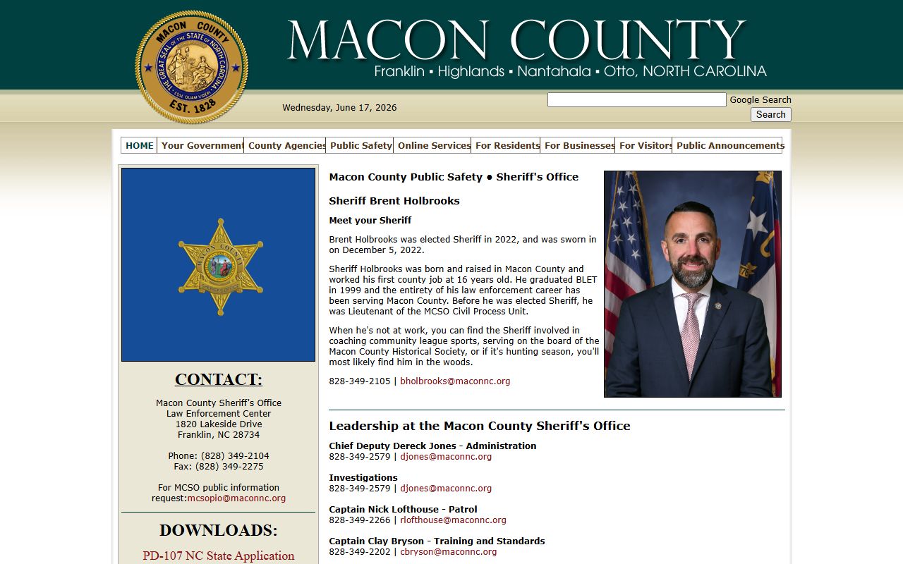 Macon County arrest records Sheriff's Office source