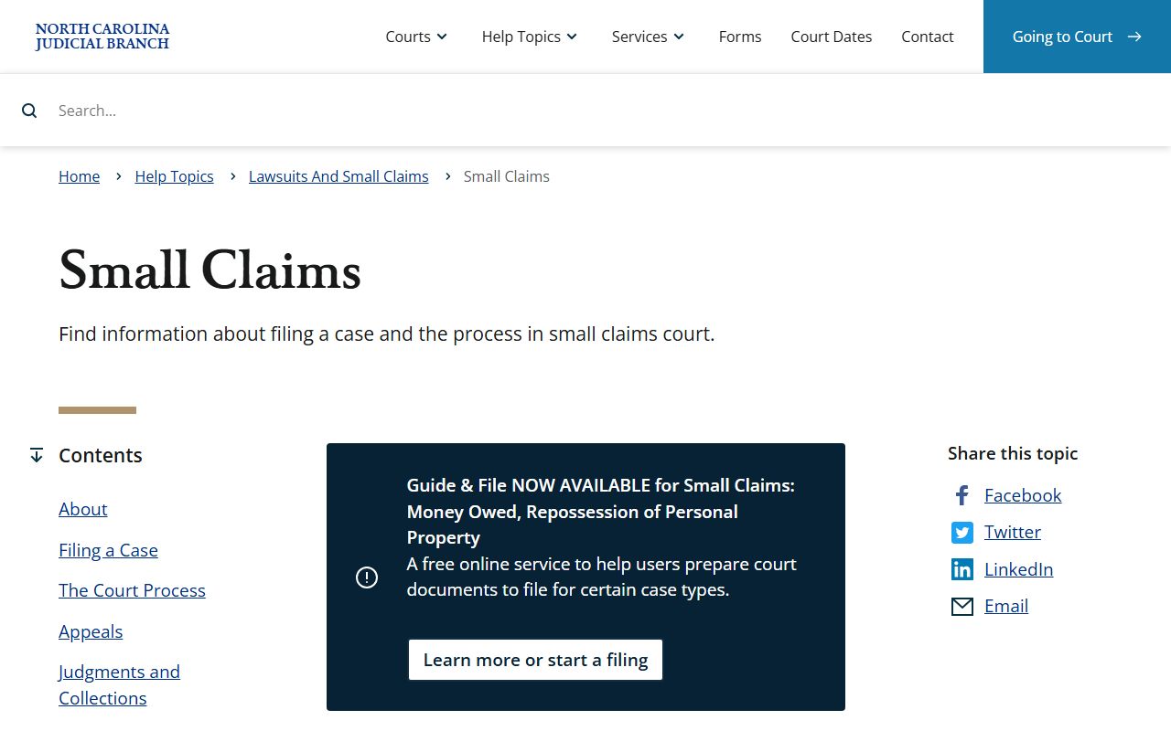 Macon County Superior Court records small claims process