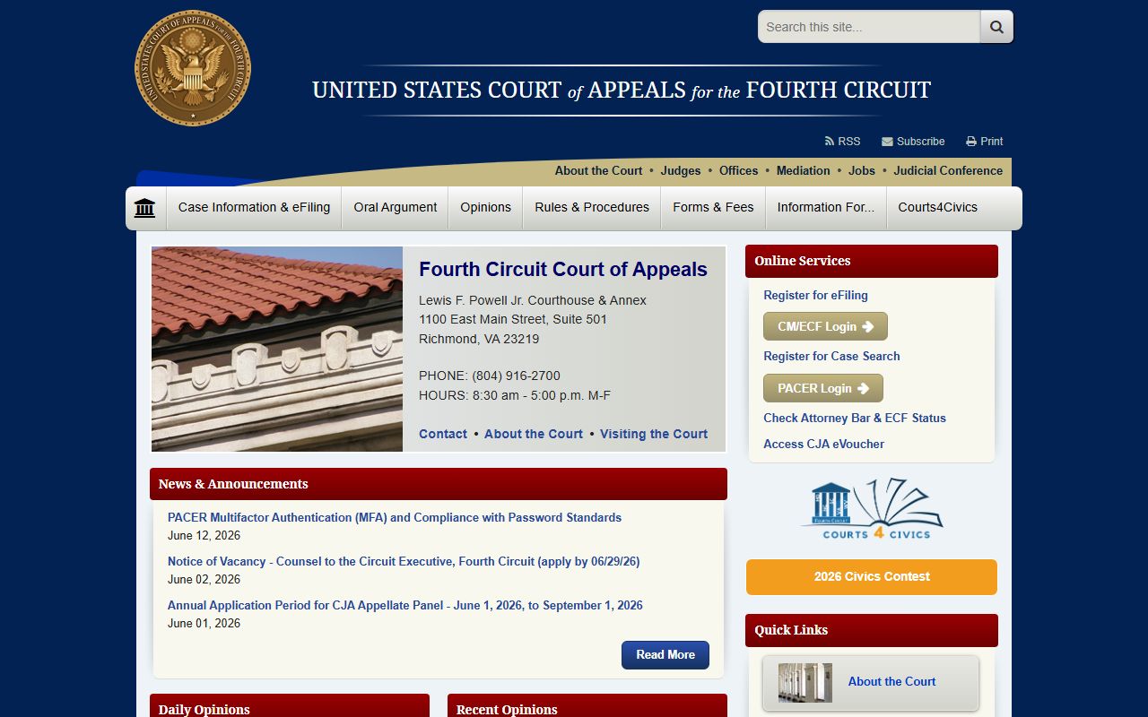 Macon County Superior Court records Fourth Circuit federal appeals