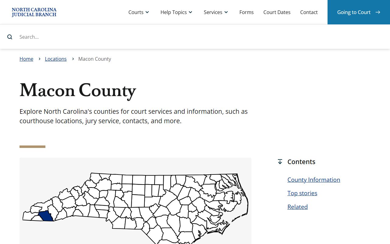 Macon County court records Judicial Branch location page