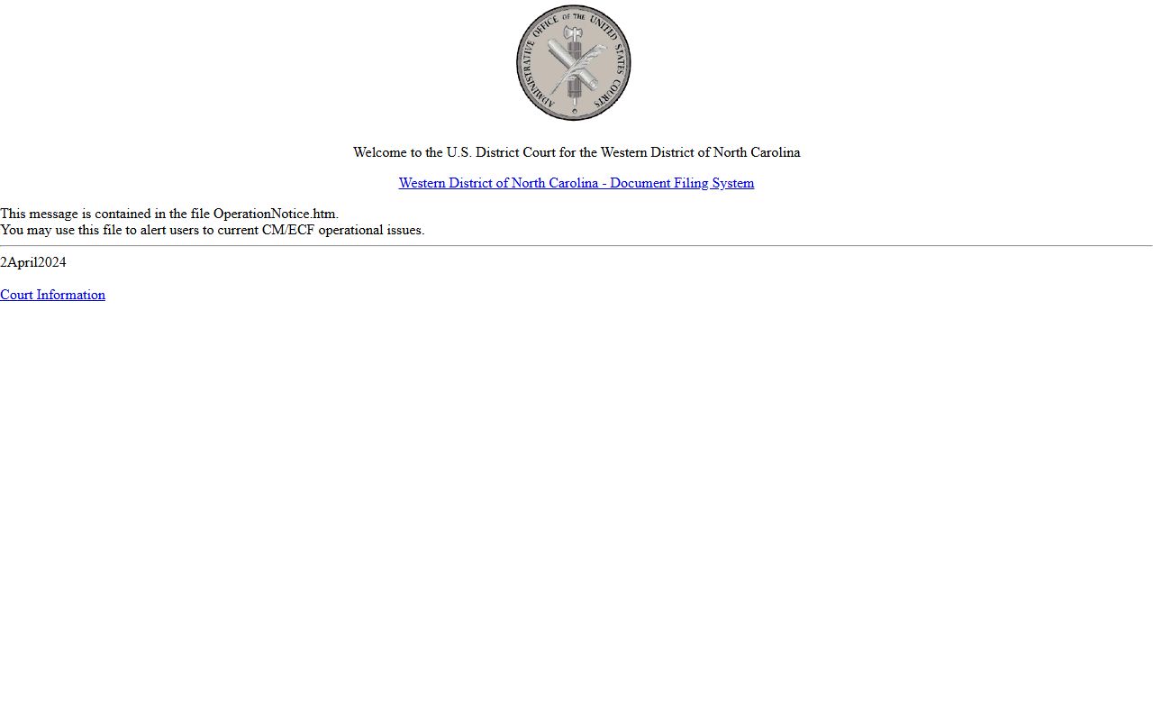 CM/ECF for the U.S. District Court for the Western District of North Carolina