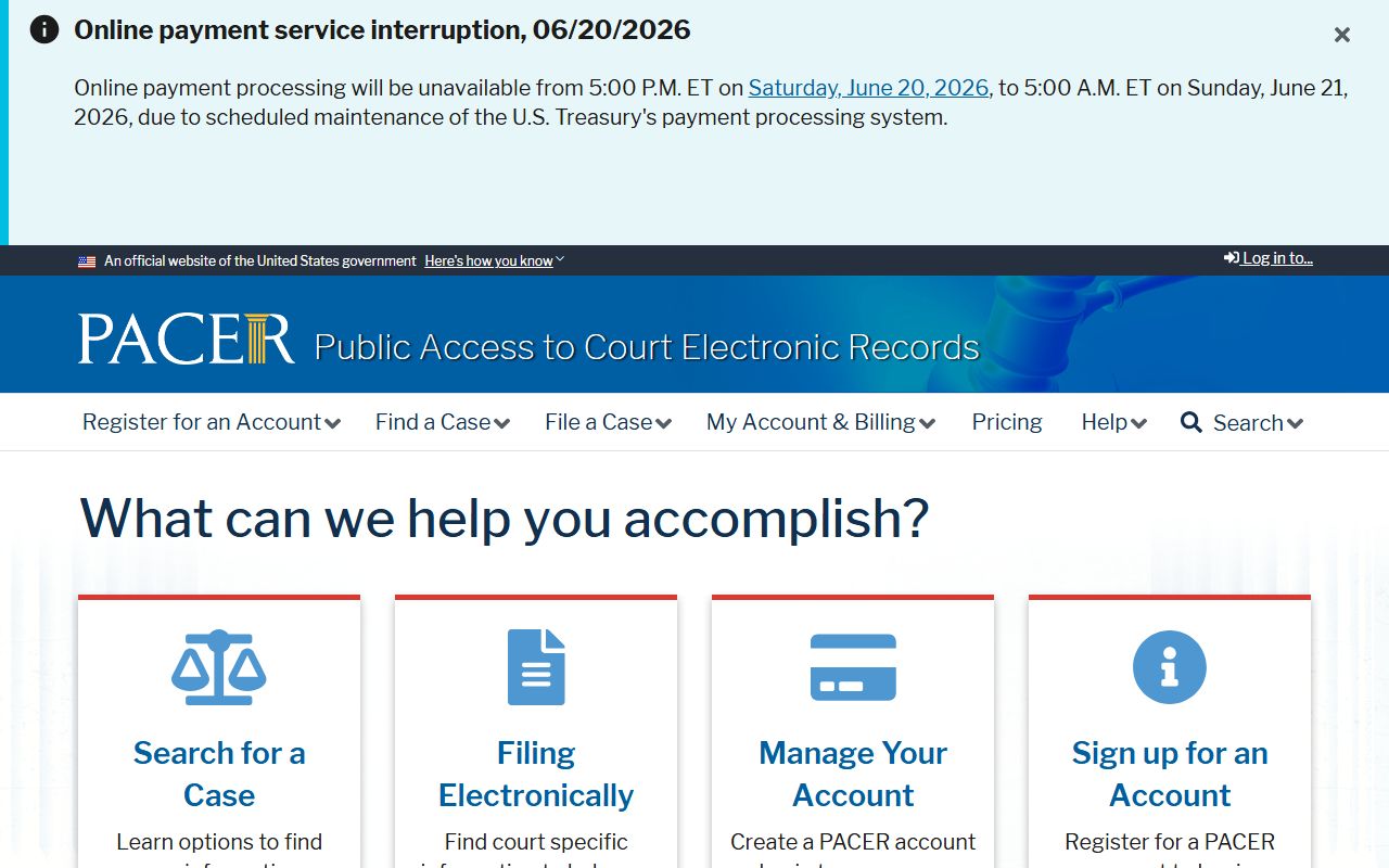 PACER federal court records service